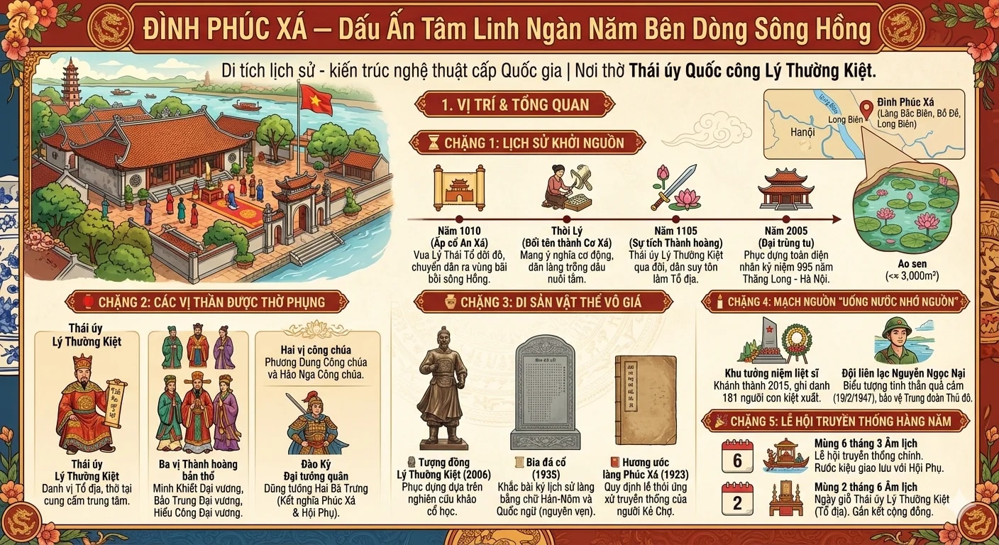 Tóm tắt di tích Đình Phúc Xá bằng Infographics