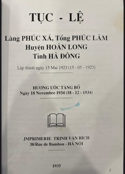 Ảnh tư liệu từ bài đăng Facebook về Hương ước làng Phúc Xá